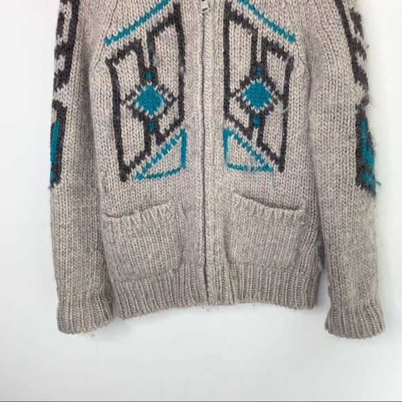 Aritzia TNA Grandpa Cowichan Tribal Bird Sea to Sky Wool Cardigan Size XS - Picture 4 of 9